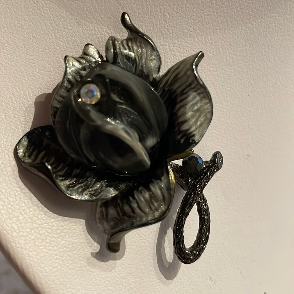 Enamel Rose Brooch
